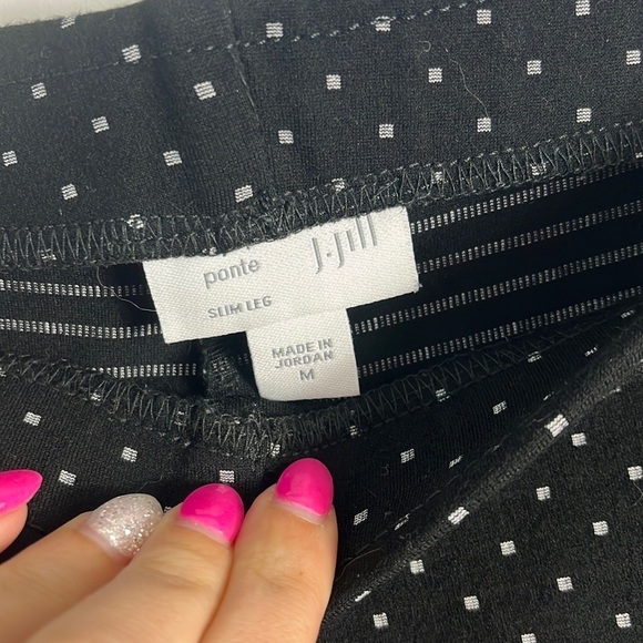 J Jill Ponte Black White Polka Dot Leggings Slim Leg Size Medium - Picture 3 of 10